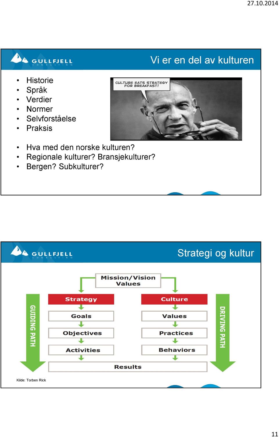 kulturen? Regionale kulturer? Bransjekulturer?