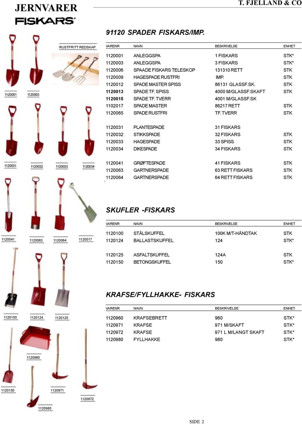STK 1120012 SPADE MASTER SPISS 86131 GLASSF.SK. STK 1120013 SPADE TF. SPISS 4000 M/GLASSF.SKAFT STK 1120015 SPADE TF. TVERR 4001 M/GLASSF.