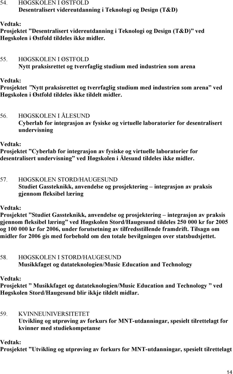 tildeles ikke tildelt midler. 56.