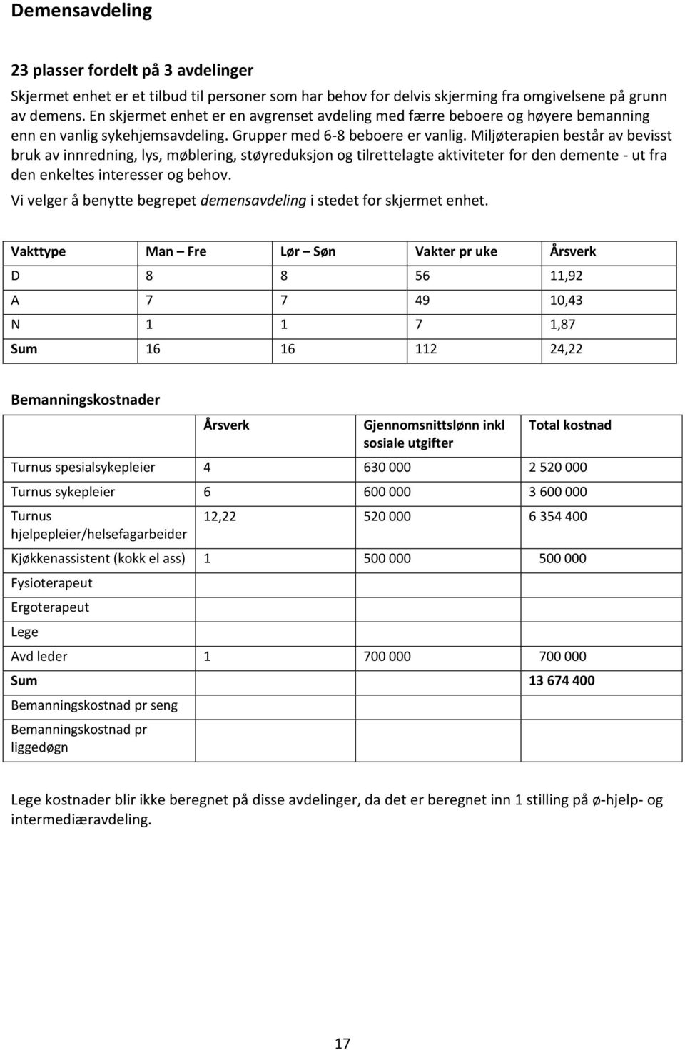 Miljøterapien består av bevisst bruk av innredning, lys, møblering, støyreduksjon og tilrettelagte aktiviteter for den demente - ut fra den enkeltes interesser og behov.