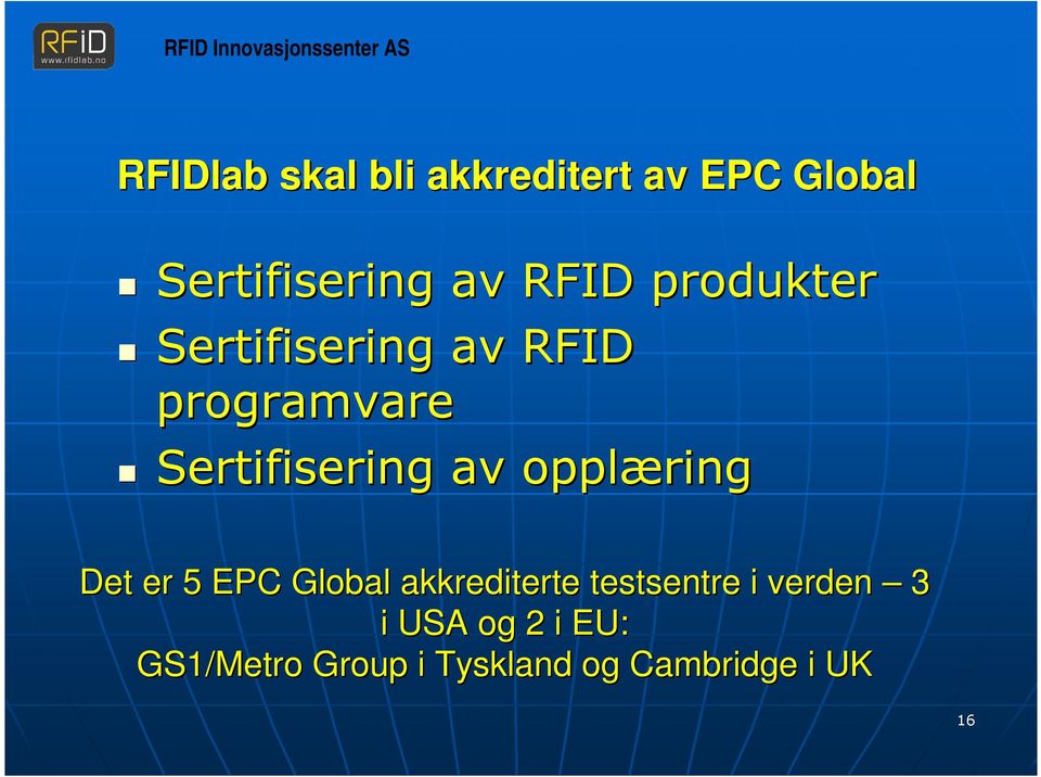 akkrediterte testsentre i verden 3 i USA og