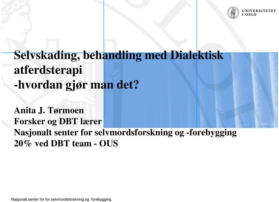 Tørmoen Forsker og DBT lærer 20% ved DBT team -