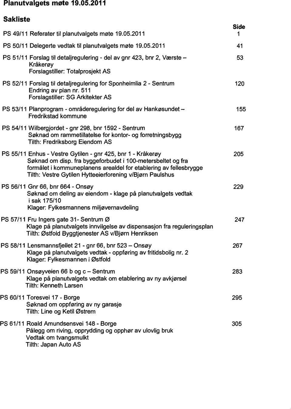 2011 1 PS 50/11 Delegerte vedtak til planutvalgets ml2lte 19.05.