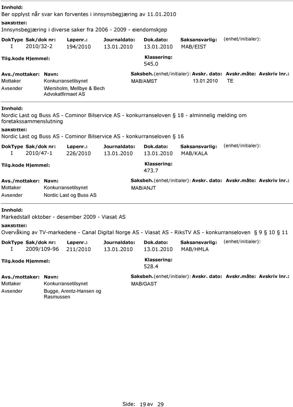 foretakssammenslutning Nordic Last og Buss AS - Cominor Bilservice AS - konkurranseloven 16 2010/47-1 226/2010 MAB/KALA 473.