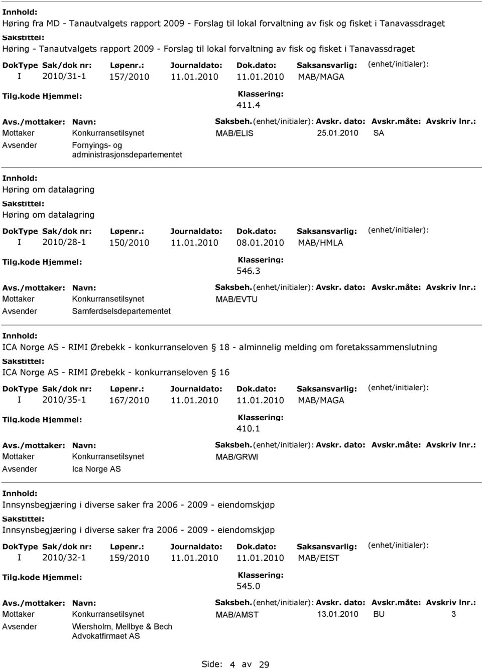 3 MAB/EVT Avsender Samferdselsdepartementet nnhold: CA Norge AS - RM Ørebekk - konkurranseloven 18 - alminnelig melding om foretakssammenslutning CA Norge AS - RM Ørebekk - konkurranseloven 16