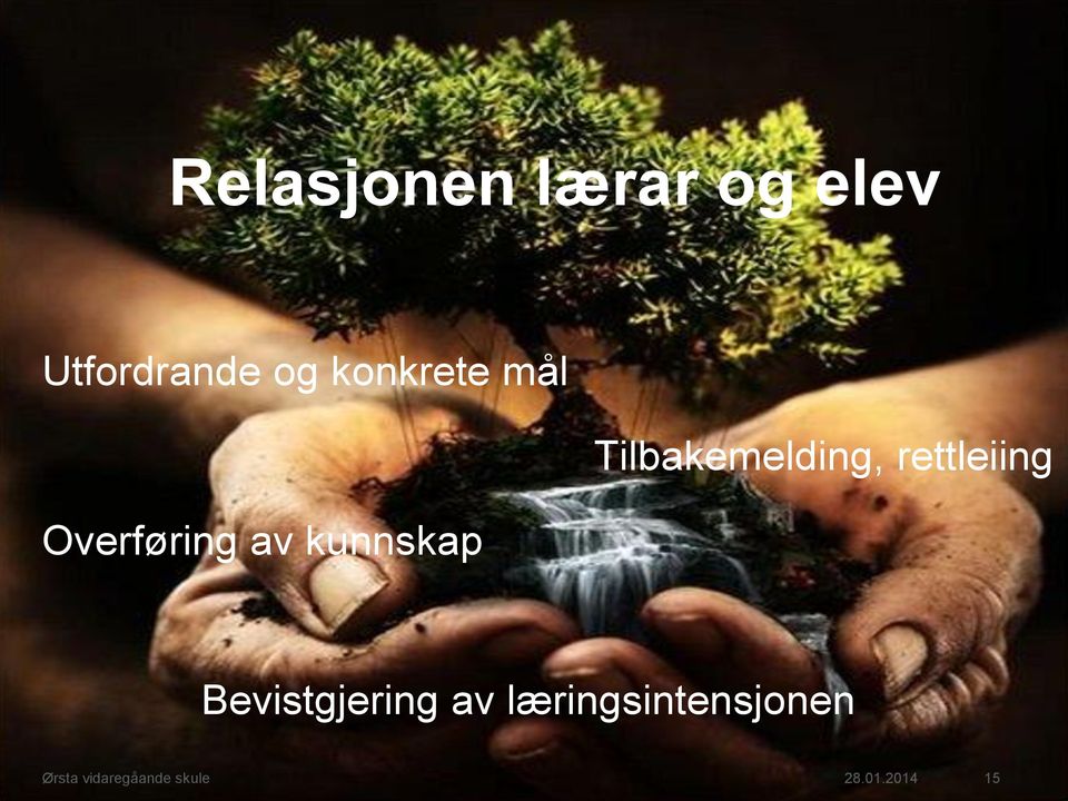 Tilbakemelding, rettleiing Bevistgjering av