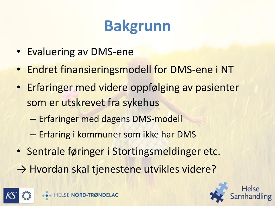 Erfaringer med dagens DMS-modell Erfaring i kommuner som ikke har DMS