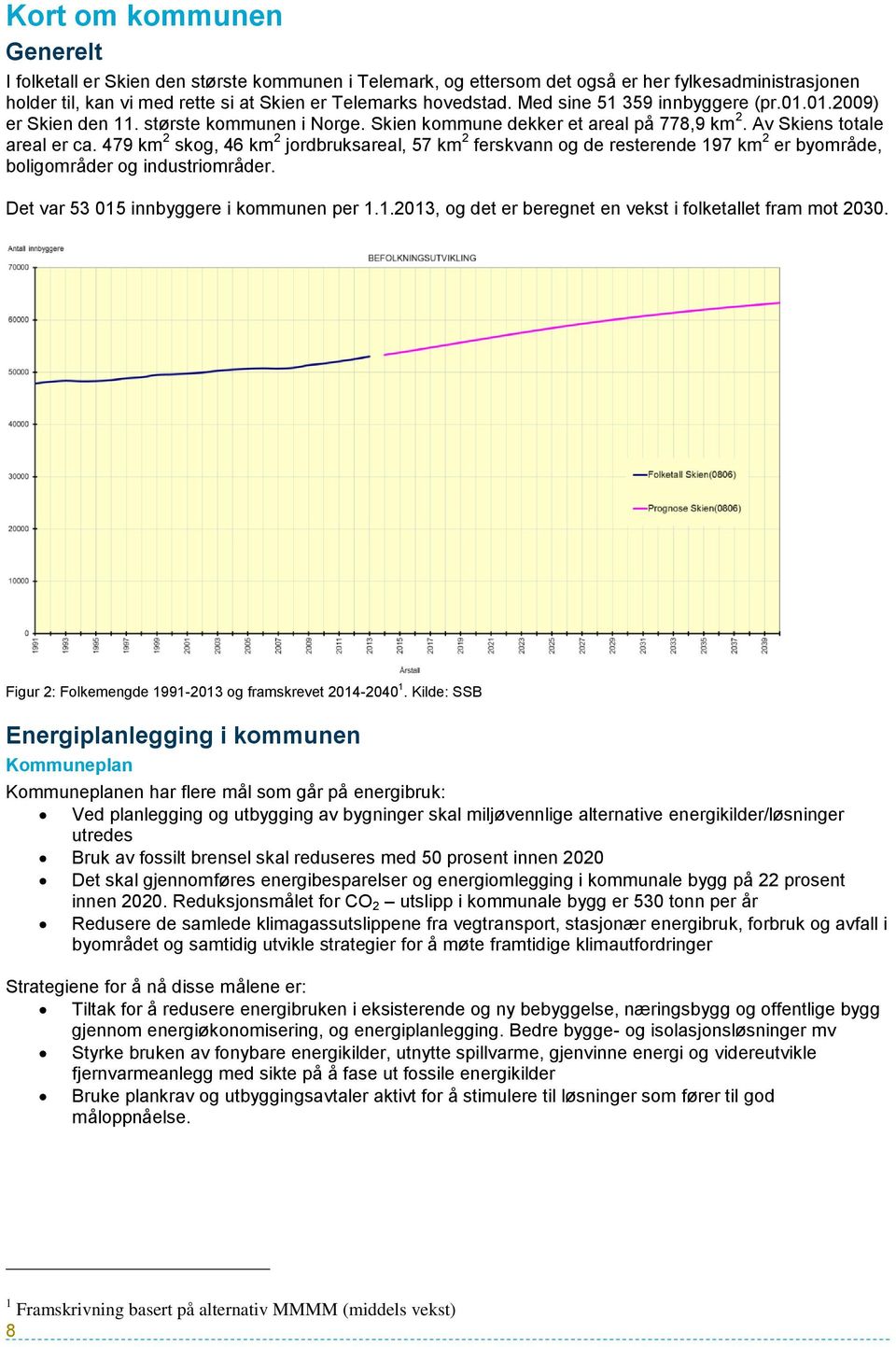 479 km 2 skog, 46 km 2 jordbruksareal, 57 km 2 ferskvann og de resterende 197 km 2 er byområde, boligområder og industriområder. Det var 53 015 innbyggere i kommunen per 1.1.2013, og det er beregnet en vekst i folketallet fram mot 2030.