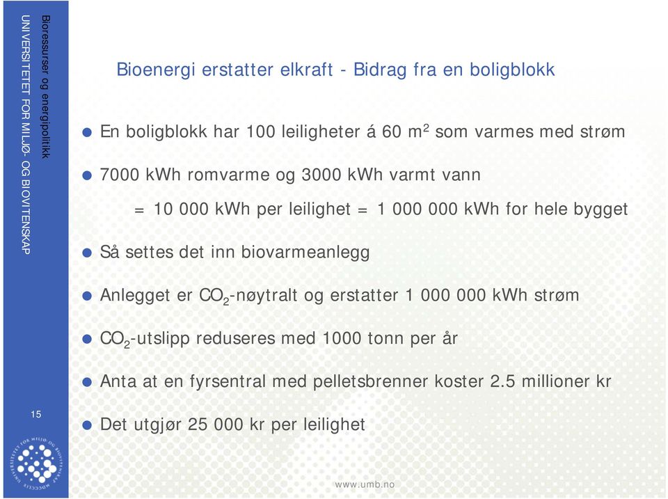 settes det inn biovarmeanlegg Anlegget er CO 2 -nøytralt og erstatter 1 000 000 kwh strøm CO 2 -utslipp reduseres