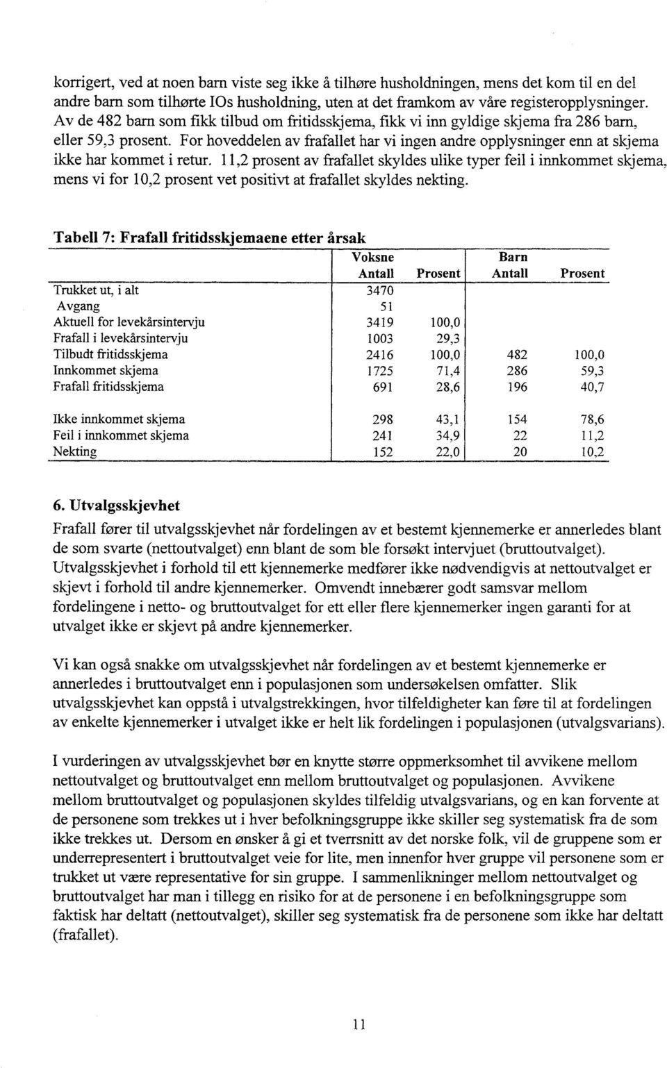 For hoveddelen av frafallet har vi ingen andre opplysninger enn at skjema ikke har kommet i retur.