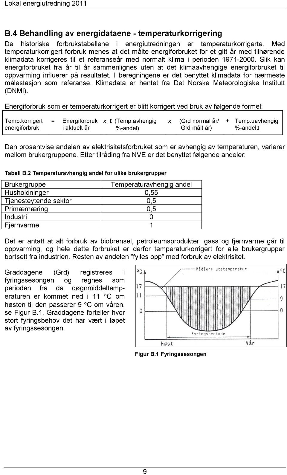 Slik kan energiforbruket fra år til år sammenlignes uten at det klimaavhengige energiforbruket til oppvarming influerer på resultatet.