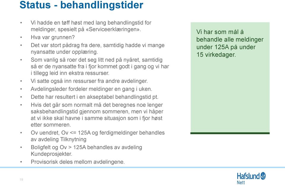 Som vanlig så roer det seg litt ned på nyåret, samtidig så er de nyansatte fra i fjor kommet godt i gang og vi har i tillegg leid inn ekstra ressurser.