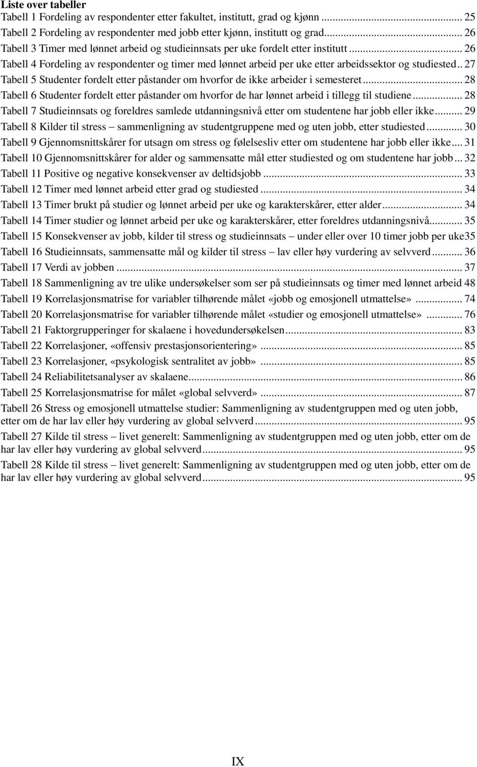 . 27 Tabell 5 Studenter fordelt etter påstander om hvorfor de ikke arbeider i semesteret... 28 Tabell 6 Studenter fordelt etter påstander om hvorfor de har lønnet arbeid i tillegg til studiene.