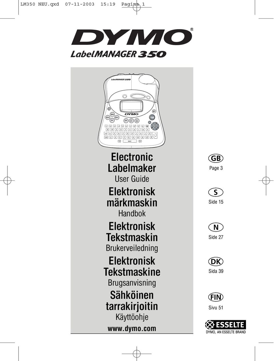 Elektronisk märkmaskin Handbok Elektronisk Tekstmaskin Brukerveiledning