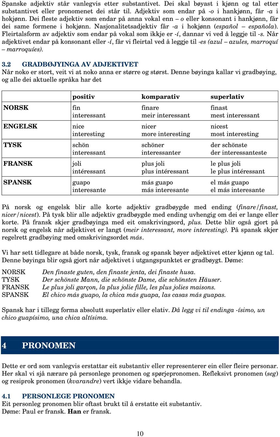 Fleirtalsform av adjektiv som endar på vokal som ikkje er -í, dannar vi ved å leggje til -s.