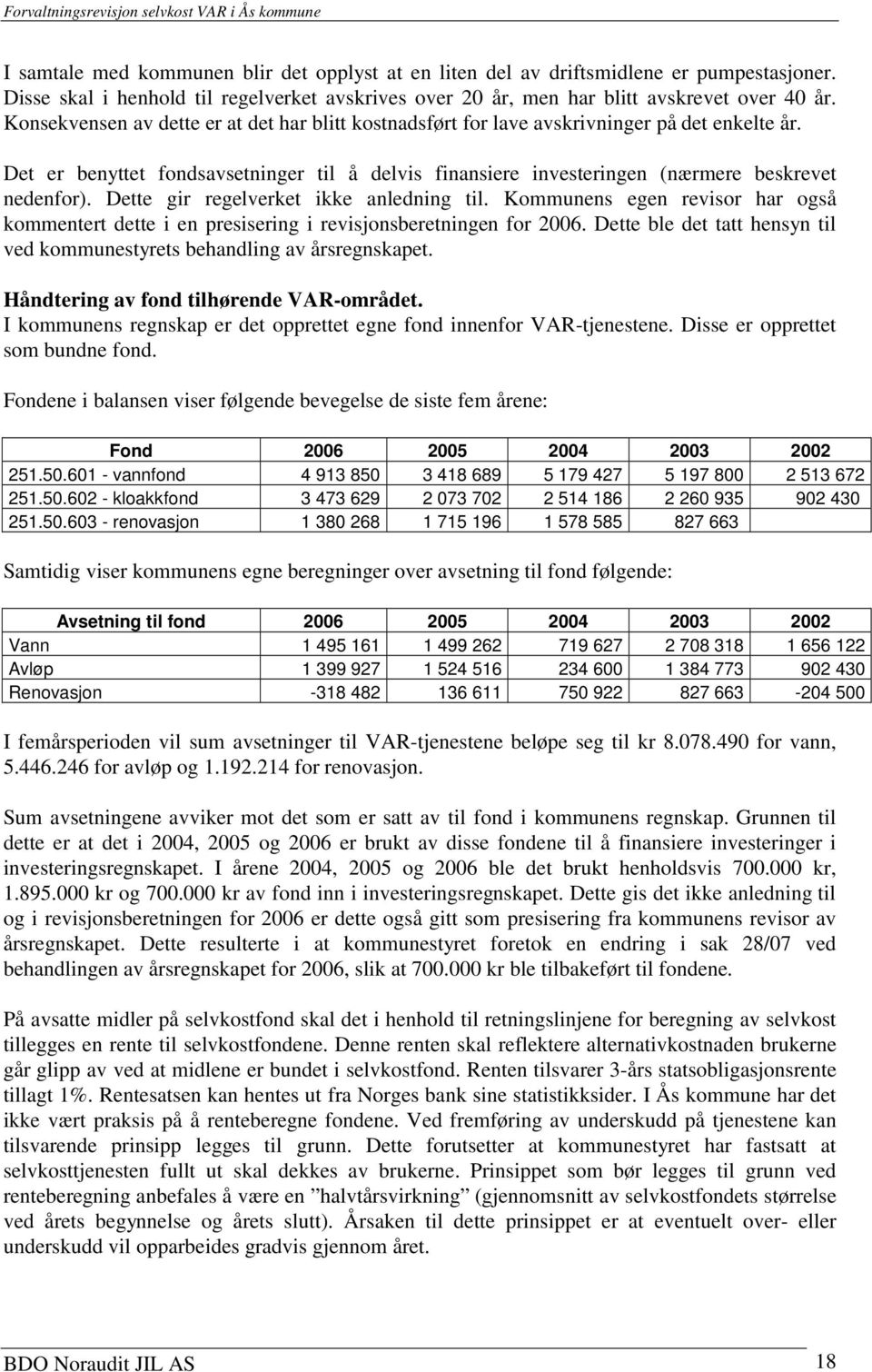 Dette gir regelverket ikke anledning til. Kommunens egen revisor har også kommentert dette i en presisering i revisjonsberetningen for 2006.