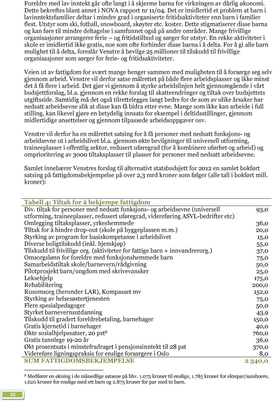 Dette stigmatiserer disse barna og kan føre til mindre deltagelse i samfunnet også på andre områder. Mange frivillige organisasjoner arrangerer ferie og fritidstilbud og sørger for utstyr.