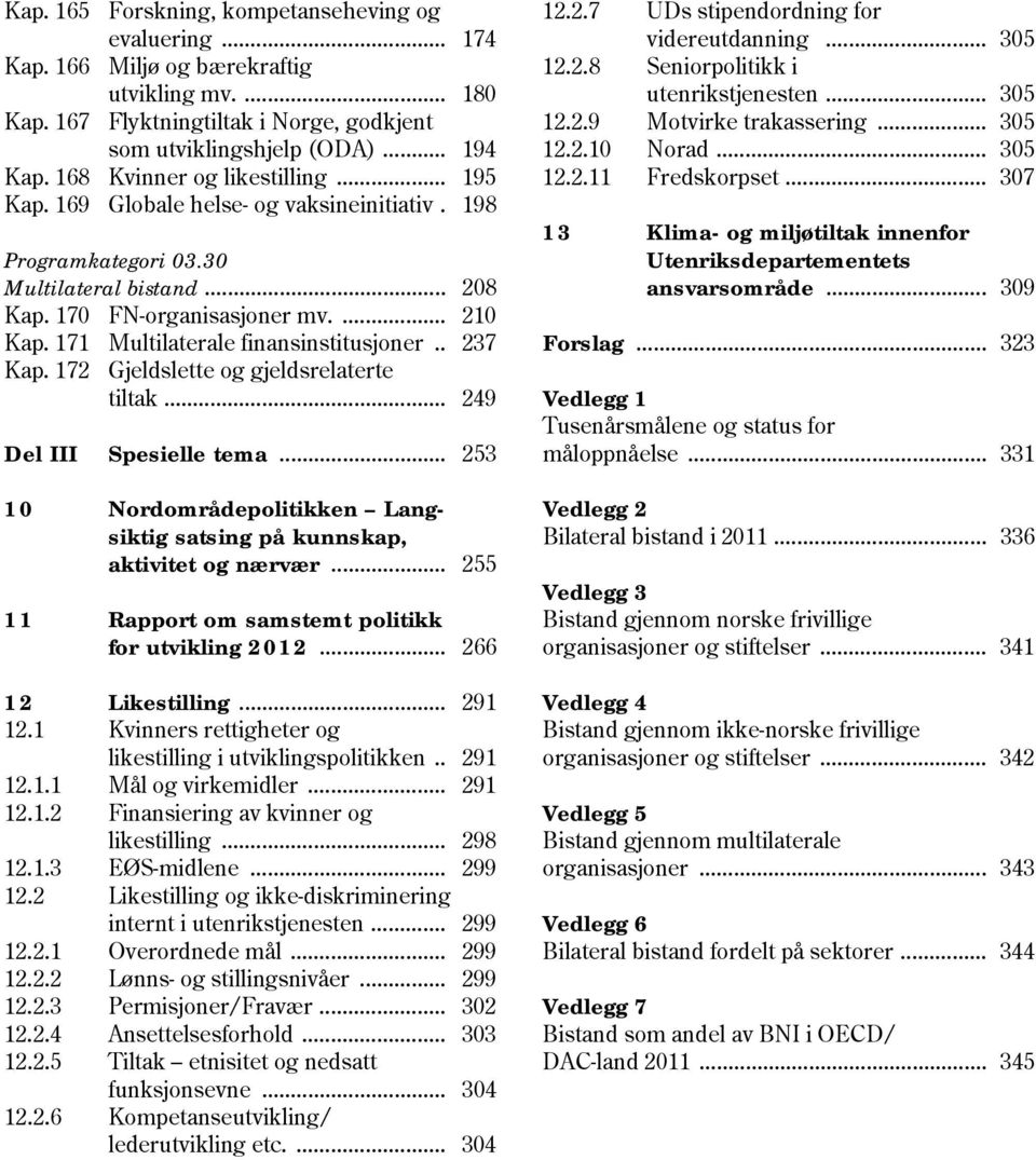 171 Multilaterale finansinstitusjoner.. 237 Kap. 172 Gjeldslette og gjeldsrelaterte tiltak... 249 Del III Spesielle tema.