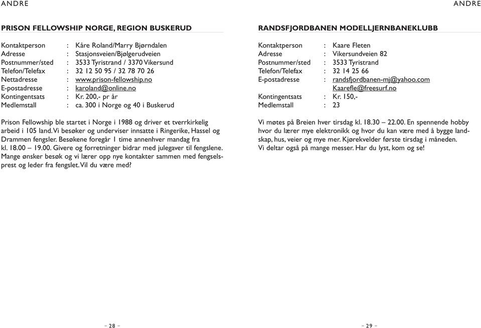 300 i Norge og 40 i Buskerud Prison Fellowship ble startet i Norge i 1988 og driver et tverrkirkelig arbeid i 105 land.vi besøker og underviser innsatte i Ringerike, Hassel og Drammen fengsler.