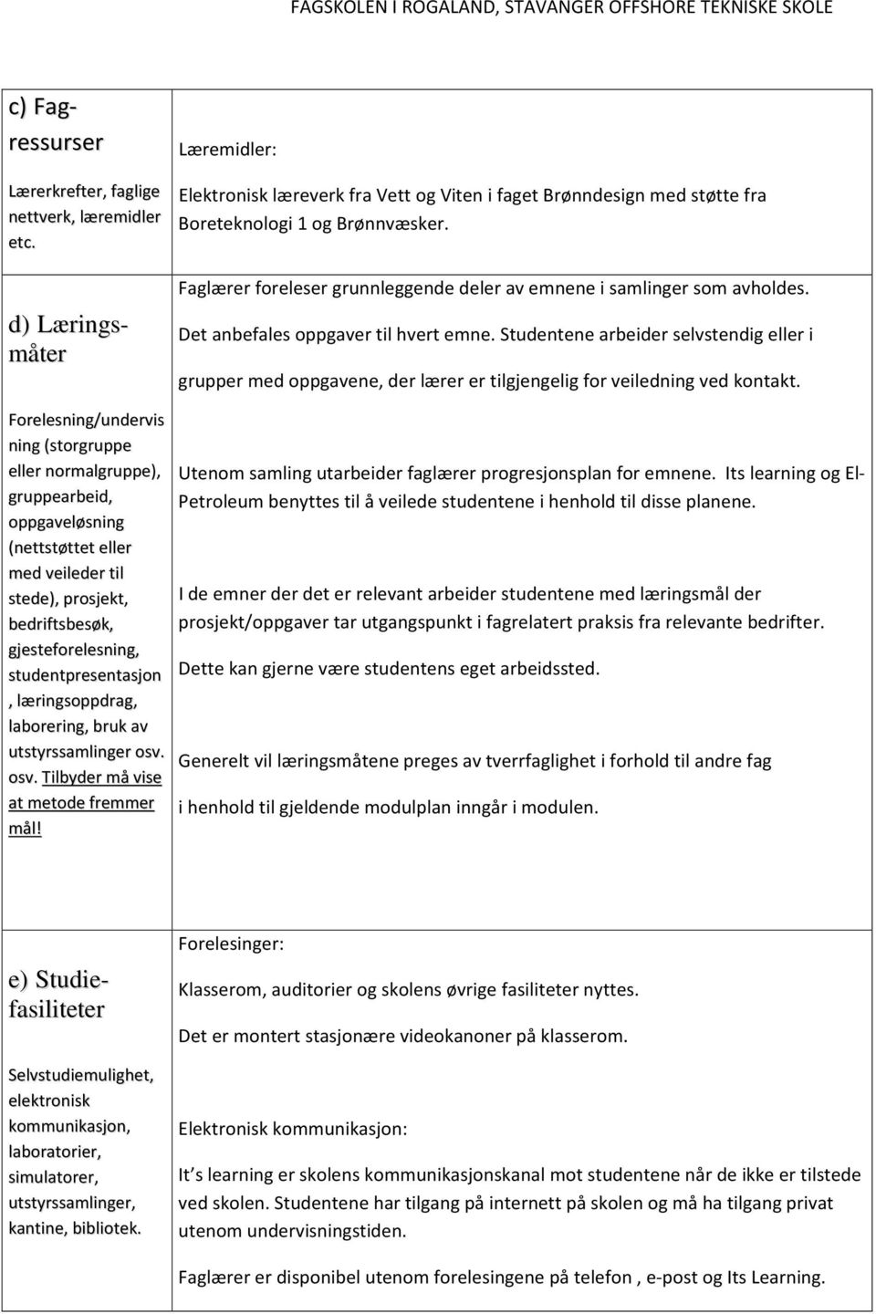 Studentene arbeider selvstendig eller i grupper med oppgavene, der lærer er tilgjengelig for veiledning ved kontakt.