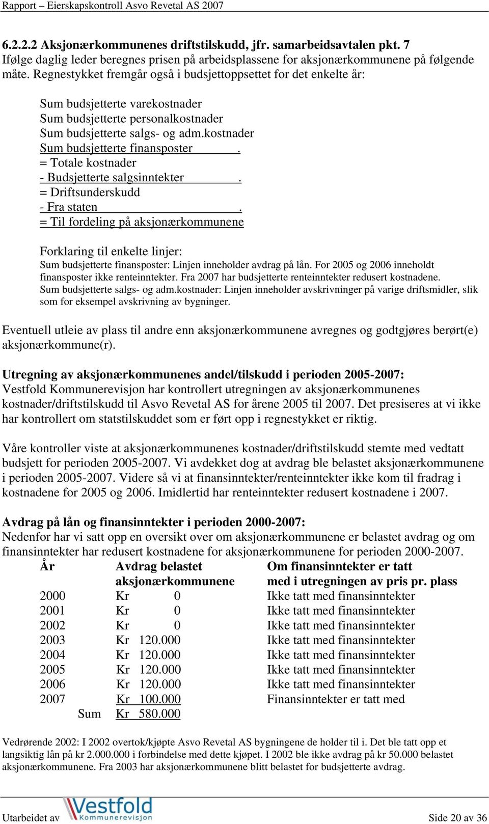 kostnader Sum budsjetterte finansposter. = Totale kostnader - Budsjetterte salgsinntekter. = Driftsunderskudd - Fra staten.