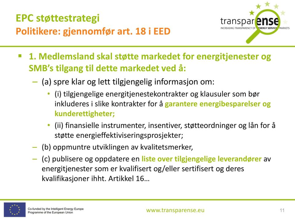 energitjenestekontrakter og klausuler som bør inkluderes i slike kontrakter for å garantere energibesparelser og kunderettigheter; (ii) finansielle instrumenter,