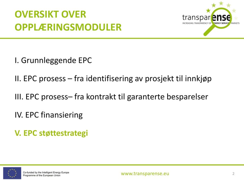 EPC prosess fra identifisering av prosjekt til