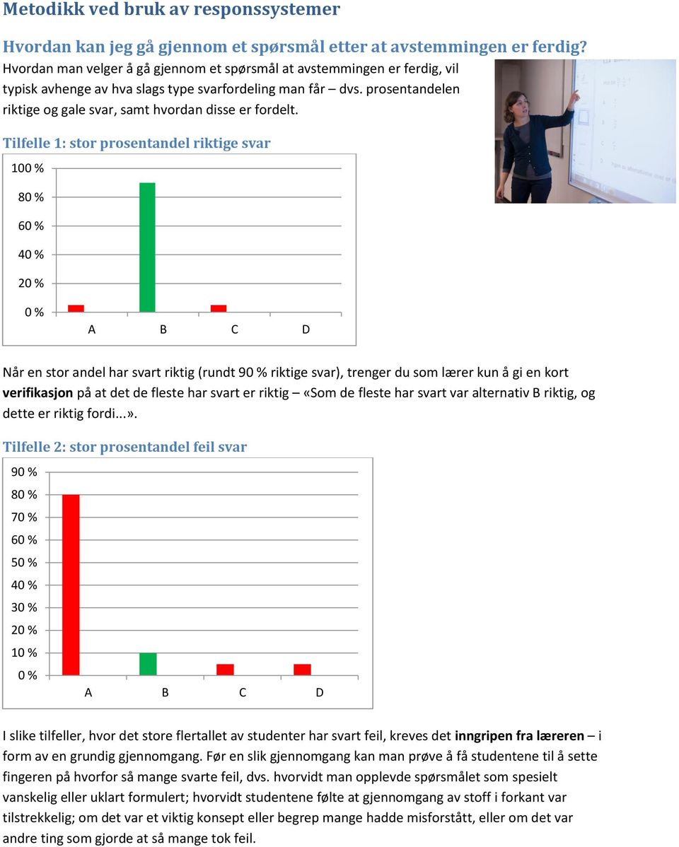 prosentandelen riktige og gale svar, samt hvordan disse er fordelt.