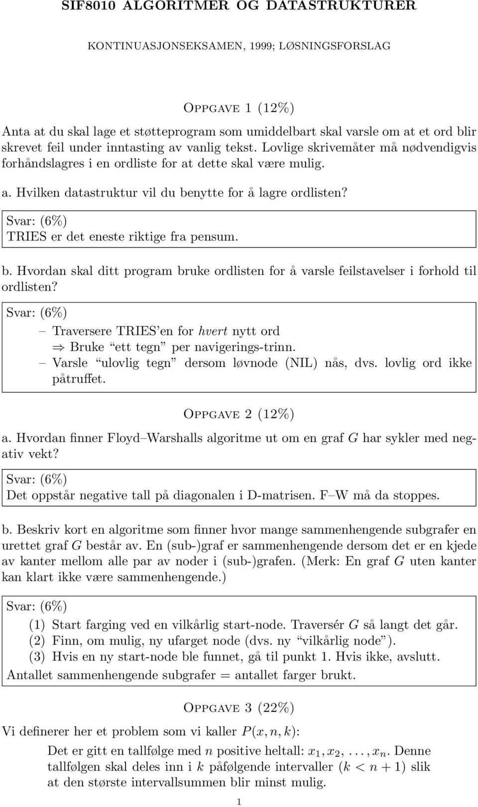 TRIES er det eneste riktige fra pensum. b. Hvordan skal ditt program bruke ordlisten for å varsle feilstavelser i forhold til ordlisten?