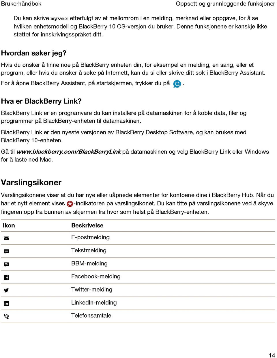 Hvis du ønsker å finne noe på BlackBerry enheten din, for eksempel en melding, en sang, eller et program, eller hvis du ønsker å søke på Internett, kan du si eller skrive ditt søk i BlackBerry