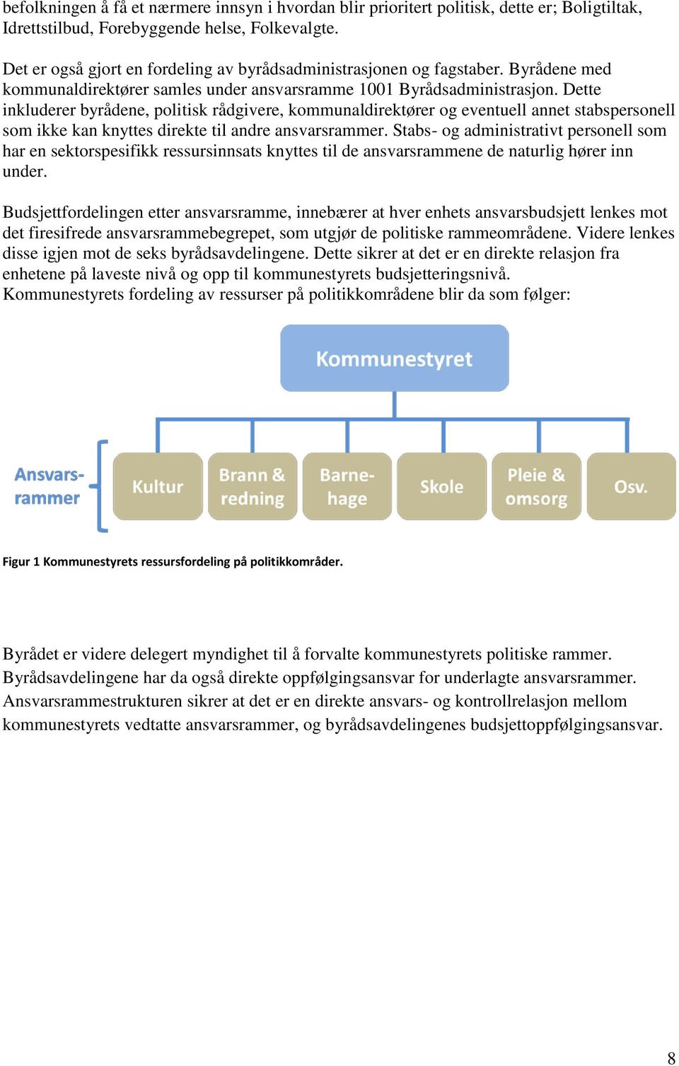 Dette inkluderer byrådene, politisk rådgivere, kommunaldirektører og eventuell annet stabspersonell som ikke kan knyttes direkte til andre ansvarsrammer.