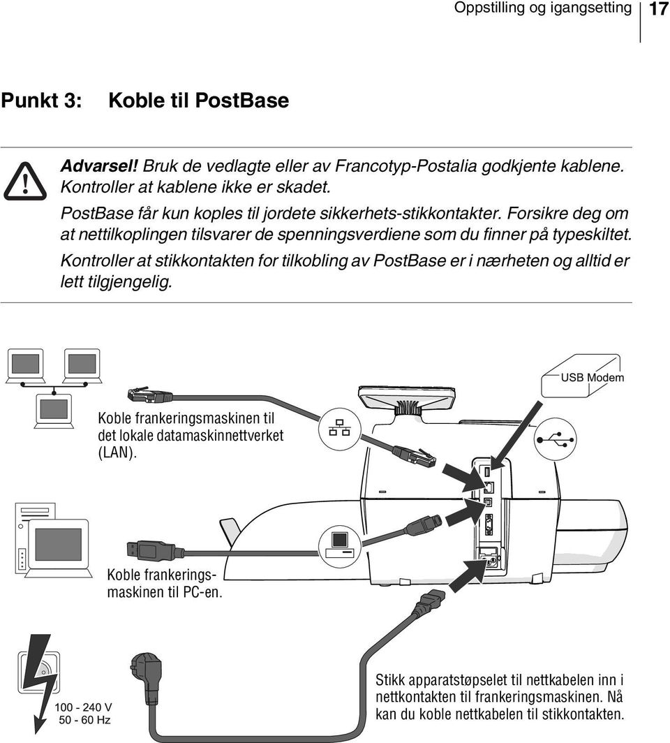 Forsikre deg om at nettilkoplingen tilsvarer de spenningsverdiene som du finner på typeskiltet.