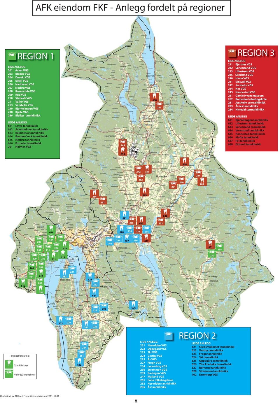 Bærums Verk tannklinikk 615 Nesbru tannklinikk 616 Fornebu tannklinikk 701 Holmen VGS 245 638 241 REGION 3 EIDE ANLEGG 231 Bjertnes VGS 232 Sørumsand VGS 233 Lillestrøm VGS 235 Skedsmo VGS 240 Hvam