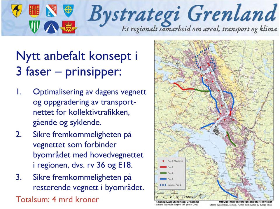 kollektivtrafikken, gående og syklende. 2.