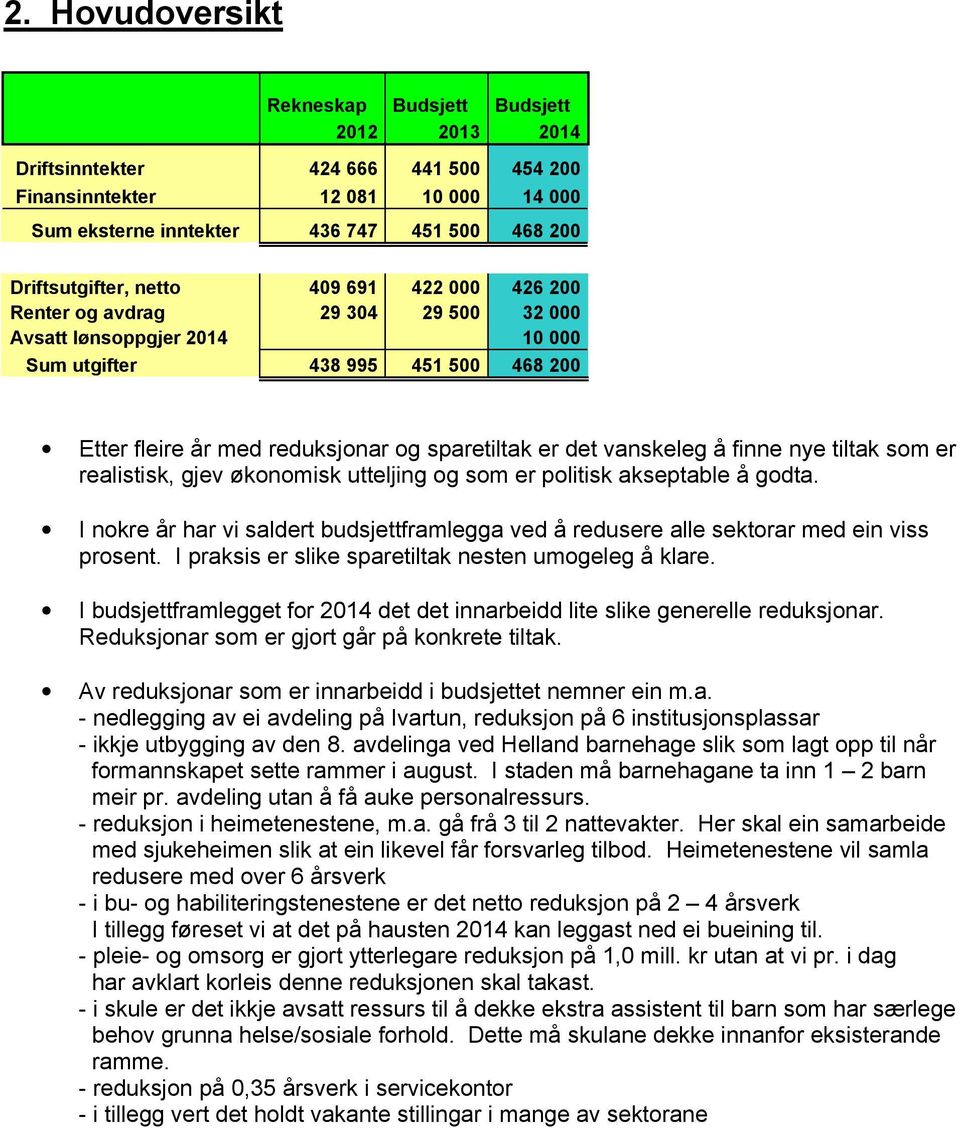 å finne nye tiltak som er realistisk, gjev økonomisk utteljing og som er politisk akseptable å godta. I nokre år har vi saldert budsjettframlegga ved å redusere alle sektorar med ein viss prosent.