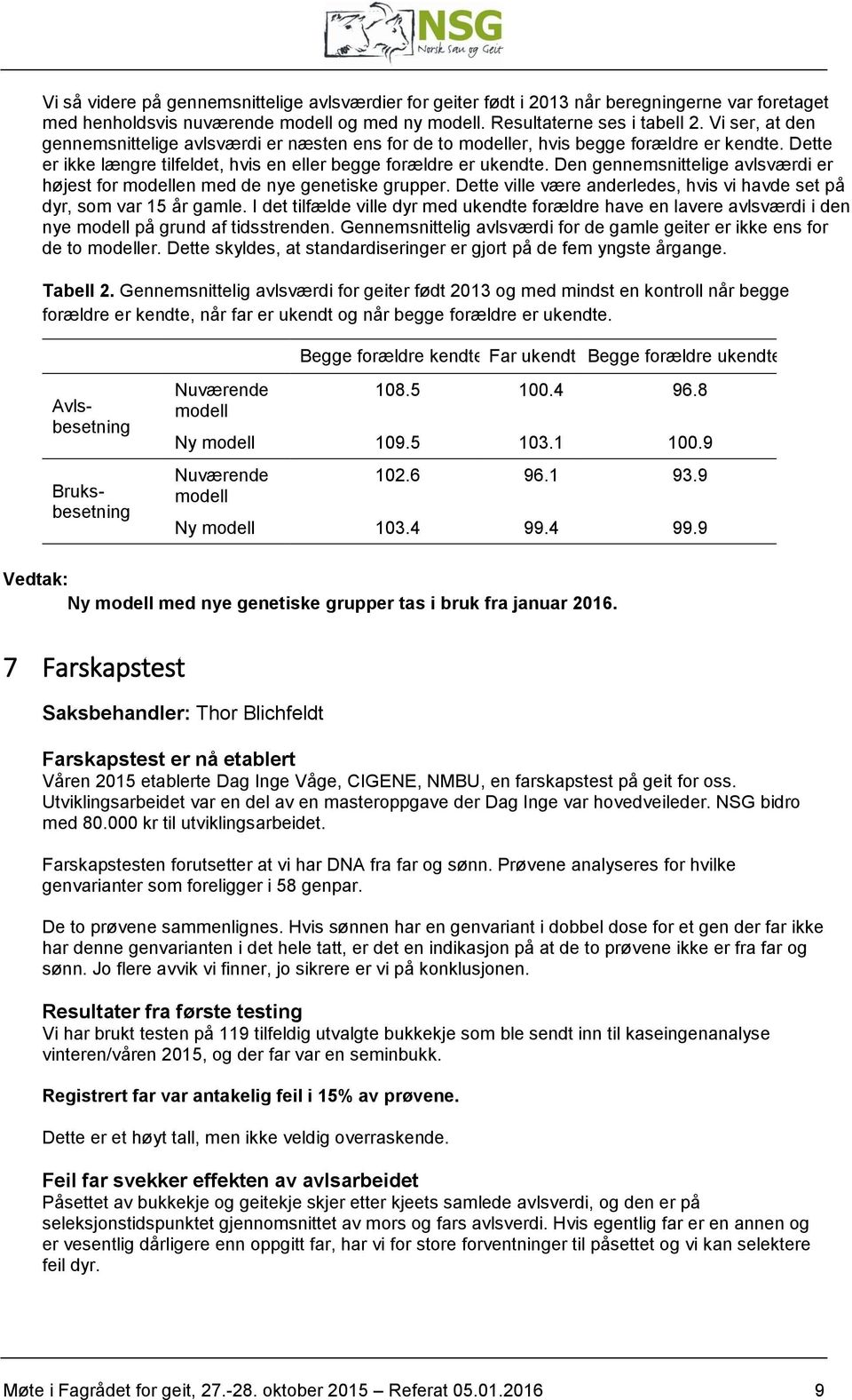 Den gennemsnittelige avlsværdi er højest for modellen med de nye genetiske grupper. Dette ville være anderledes, hvis vi havde set på dyr, som var 15 år gamle.