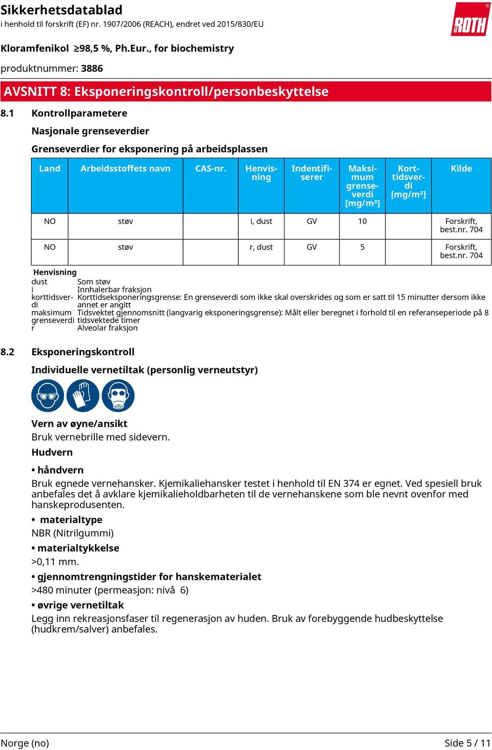 704 NO støv r, dust GV 5 Forskrift, best.nr.