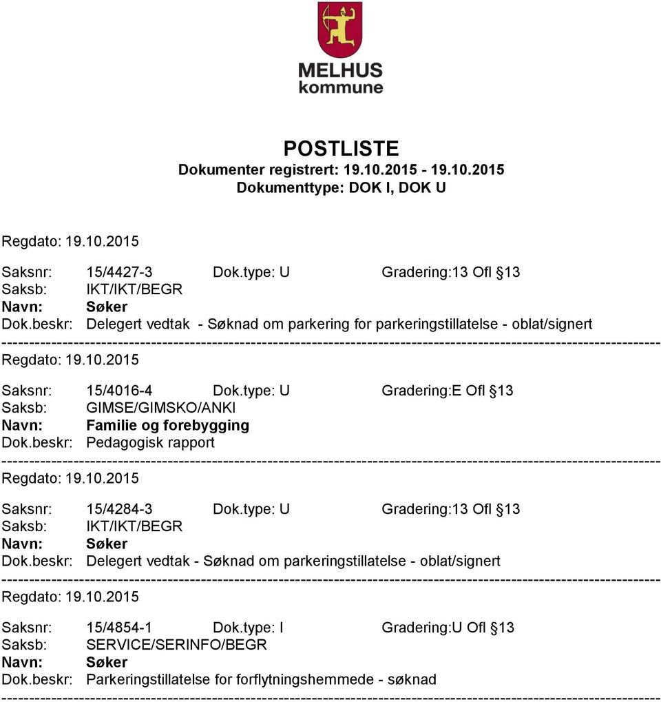 type: U Gradering:E Ofl 13 Saksb: GIMSE/GIMSKO/ANKI Navn: Familie og forebygging Dok.beskr: Pedagogisk rapport Saksnr: 15/4284-3 Dok.