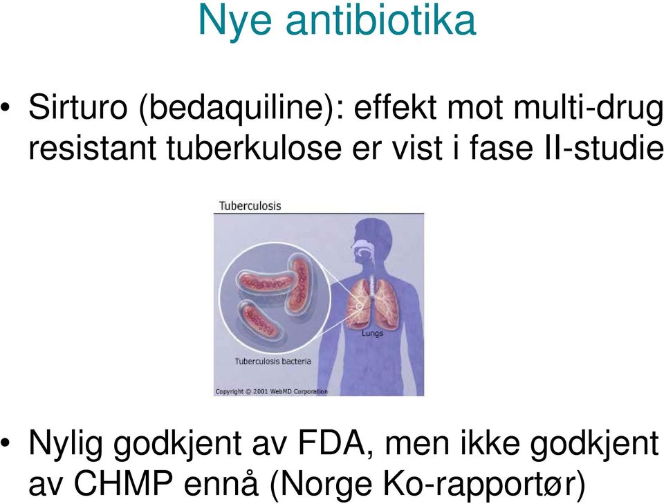 i fase II-studie Nylig godkjent av FDA, men