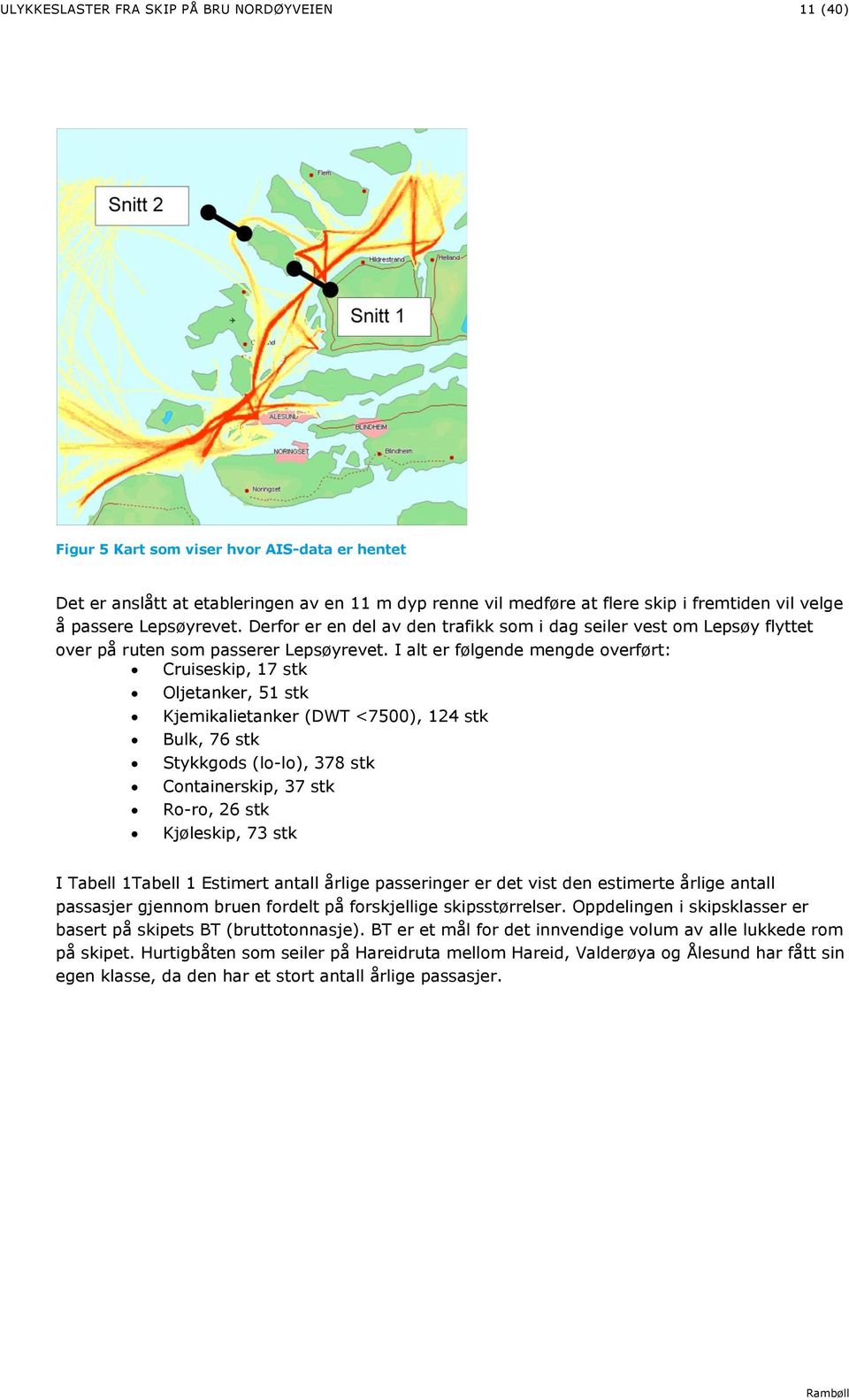 I alt er følgende mengde overført: Cruiseskip, 17 stk Oljetanker, 51 stk Kjemikalietanker (DWT <7500), 124 stk Bulk, 76 stk Stykkgods (lo-lo), 378 stk Containerskip, 37 stk Ro-ro, 26 stk Kjøleskip,