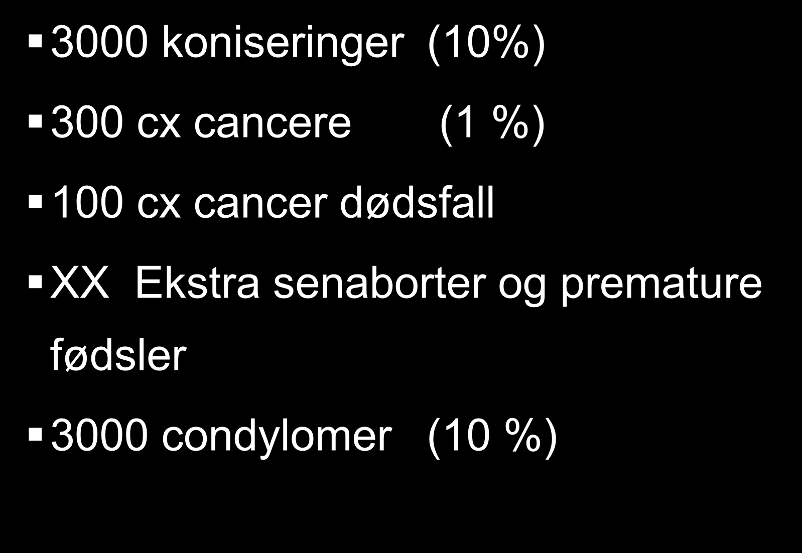 HPV morbiditet et årskull uvaksinerte kvinner (30.