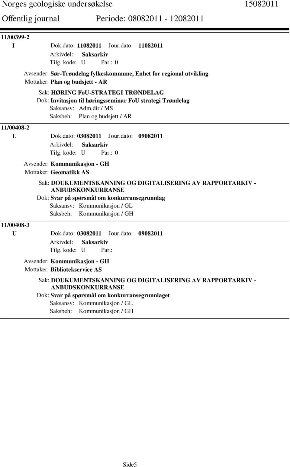 Trøndelag Saksansv: Adm.dir / MS Saksbeh: Plan og budsjett / AR 11/00408-2 U Dok.dato: 03082011 Jour.