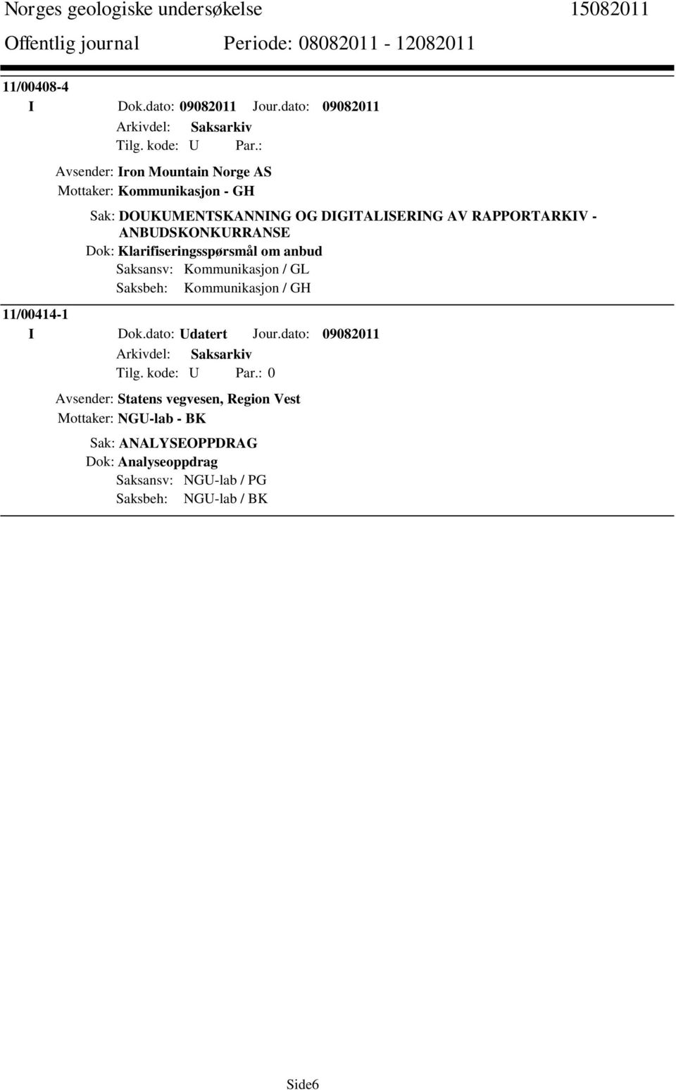 ANBUDSKONKURRANSE Dok: Klarifiseringsspørsmål om anbud Saksansv: Kommunikasjon / GL Saksbeh: Kommunikasjon / GH 11/00414-1 I