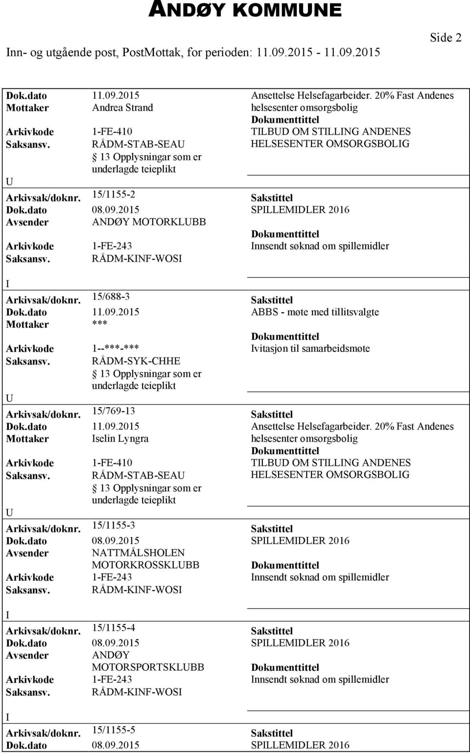 RÅDM-KNF-WOS Arkivsak/doknr. 15/688-3 Sakstittel Dok.dato 11.09.2015 ABBS - møte med tillitsvalgte Arkivkode 1--***-*** vitasjon til samarbeidsmøte Saksansv. RÅDM-SYK-CHHE Arkivsak/doknr.