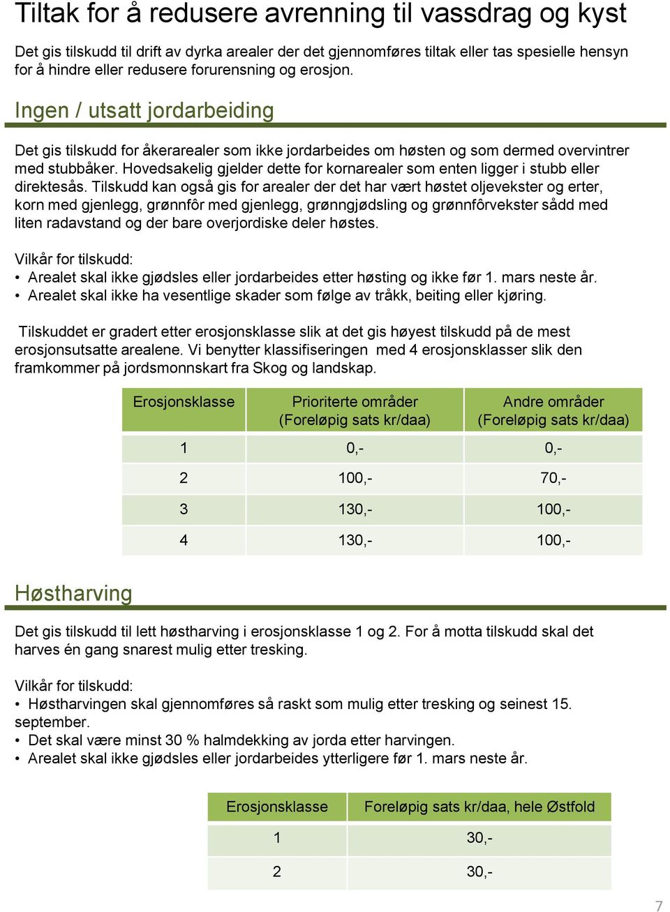 Hovedsakelig gjelder dette for kornarealer som enten ligger i stubb eller direktesås.