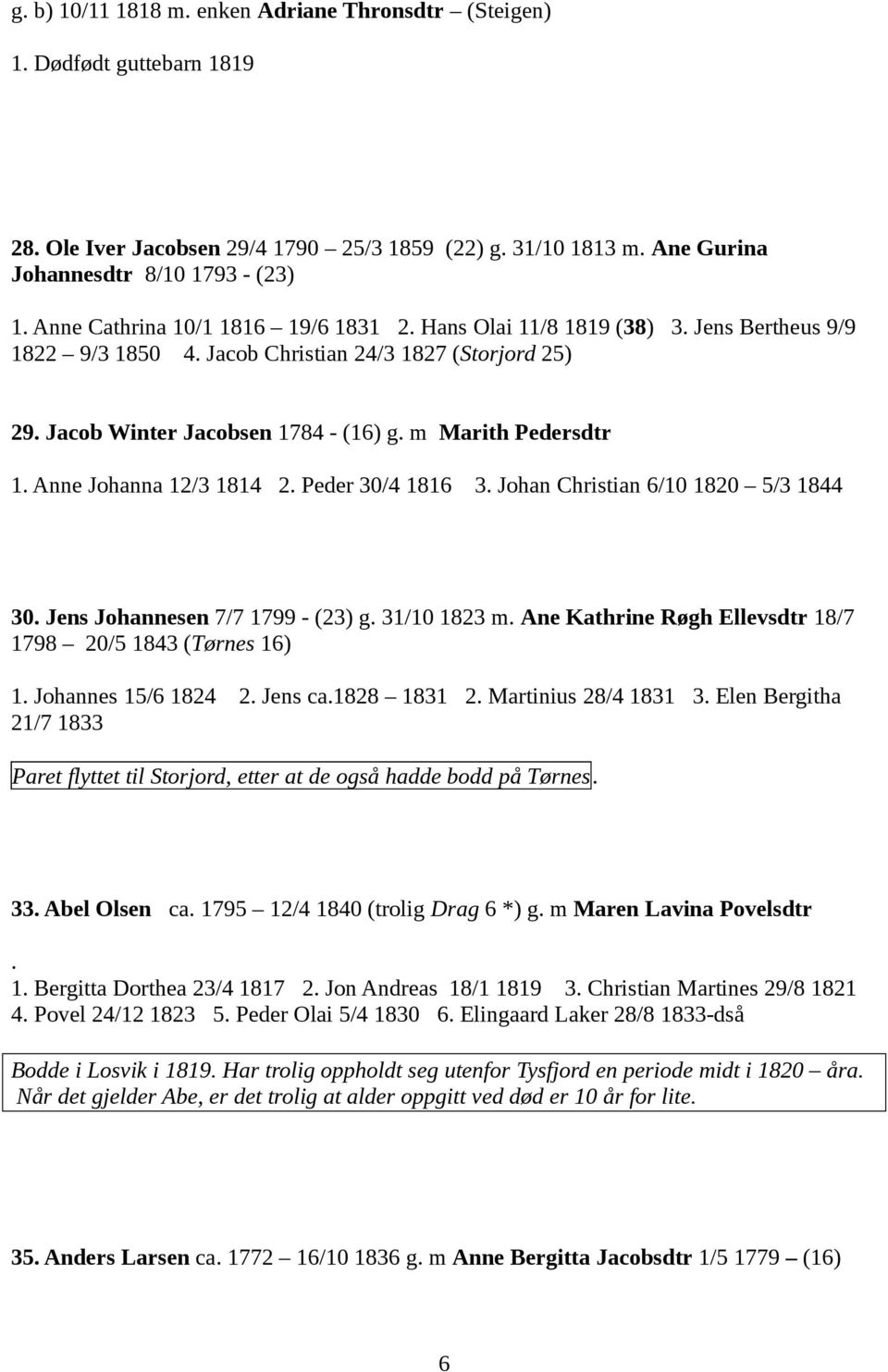 m Marith Pedersdtr 1. Anne Johanna 12/3 1814 2. Peder 30/4 1816 3. Johan Christian 6/10 1820 5/3 1844 30. Jens Johannesen 7/7 1799 - (23) g. 31/10 1823 m.