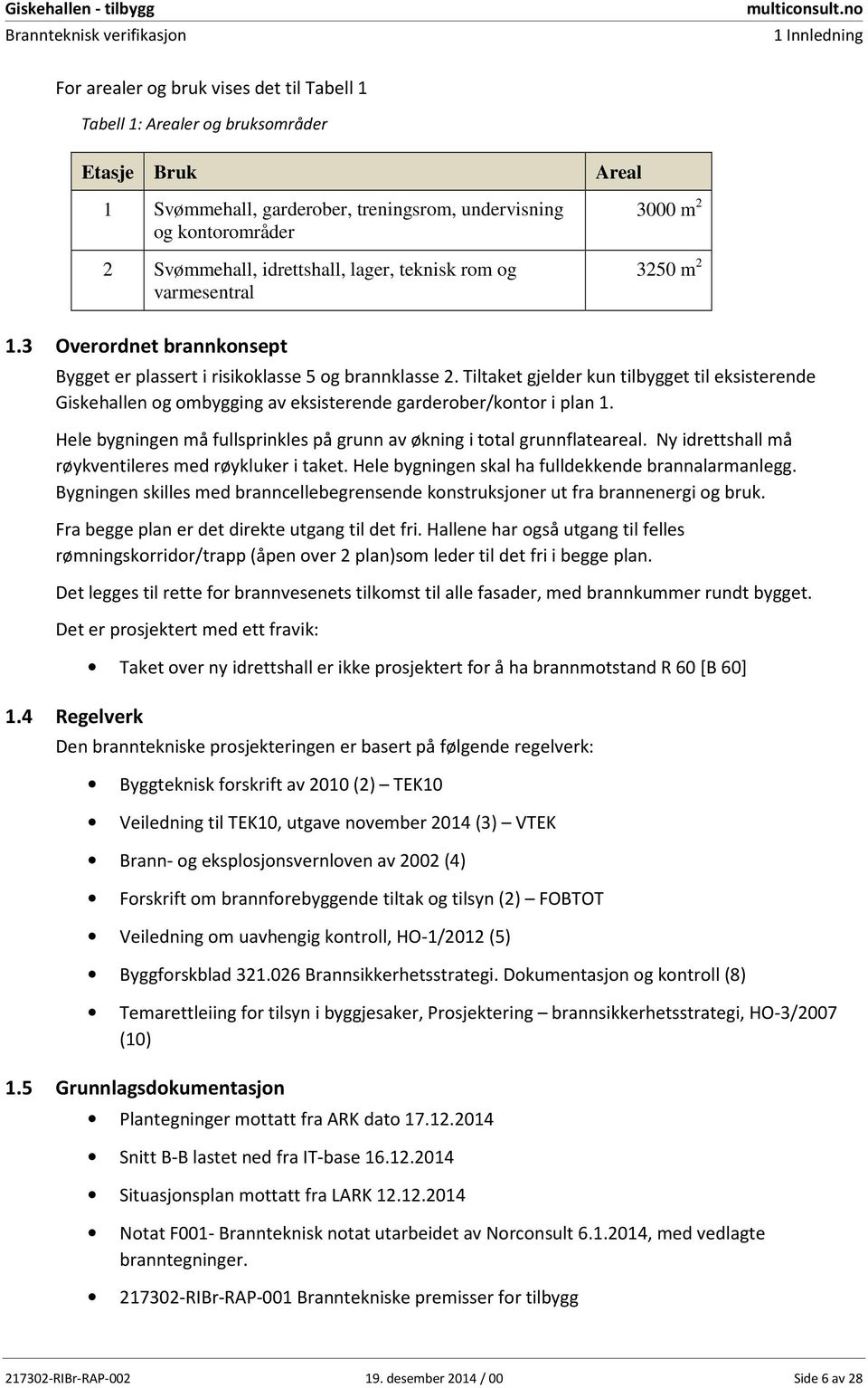 Tiltaket gjelder kun tilbygget til eksisterende Giskehallen og ombygging av eksisterende garderober/kontor i plan 1. Hele bygningen må fullsprinkles på grunn av økning i total grunnflateareal.