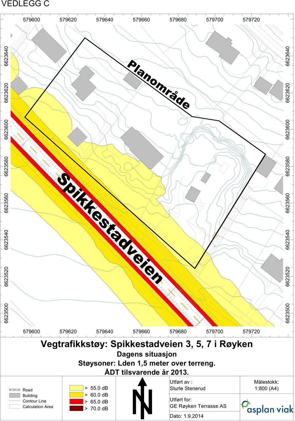 Lden 1, meter over terreng. ÅDT tilsvarende år 1.