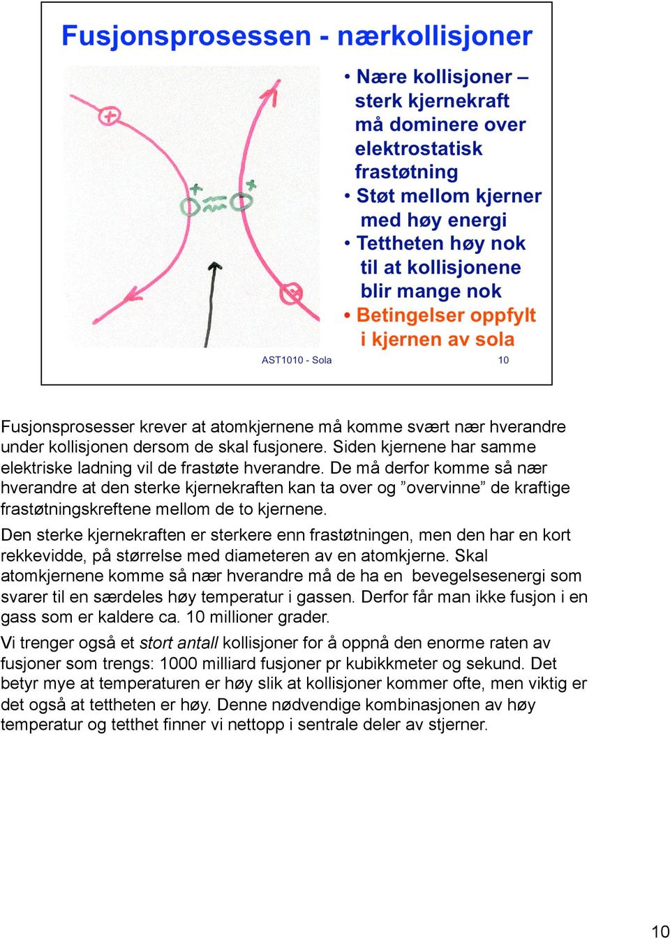 Den sterke kjernekraften er sterkere enn frastøtningen, men den har en kort rekkevidde, på størrelse med diameteren av en atomkjerne.