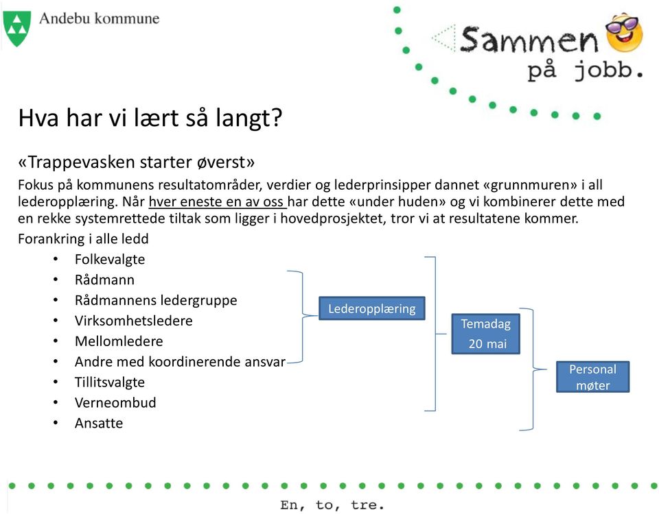 Når hver eneste en av oss har dette «under huden» og vi kombinerer dette med en rekke systemrettede tiltak som ligger i